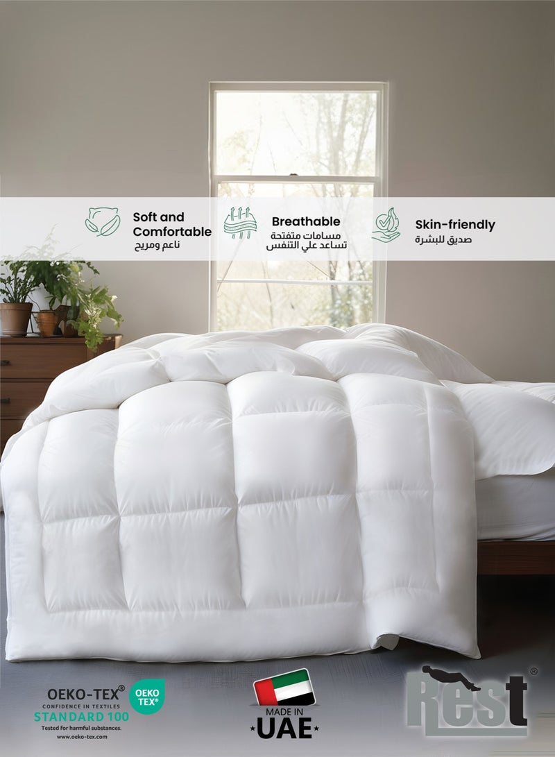 REST Casual Bedding Comforter Duvet Insert White Luxury Microfiber All Seasonal Quilted Comforter/Duvet with Corner Tabs Lightweight Breathable Machine Washable Bedding Essentials (240x260cm) - Image 3